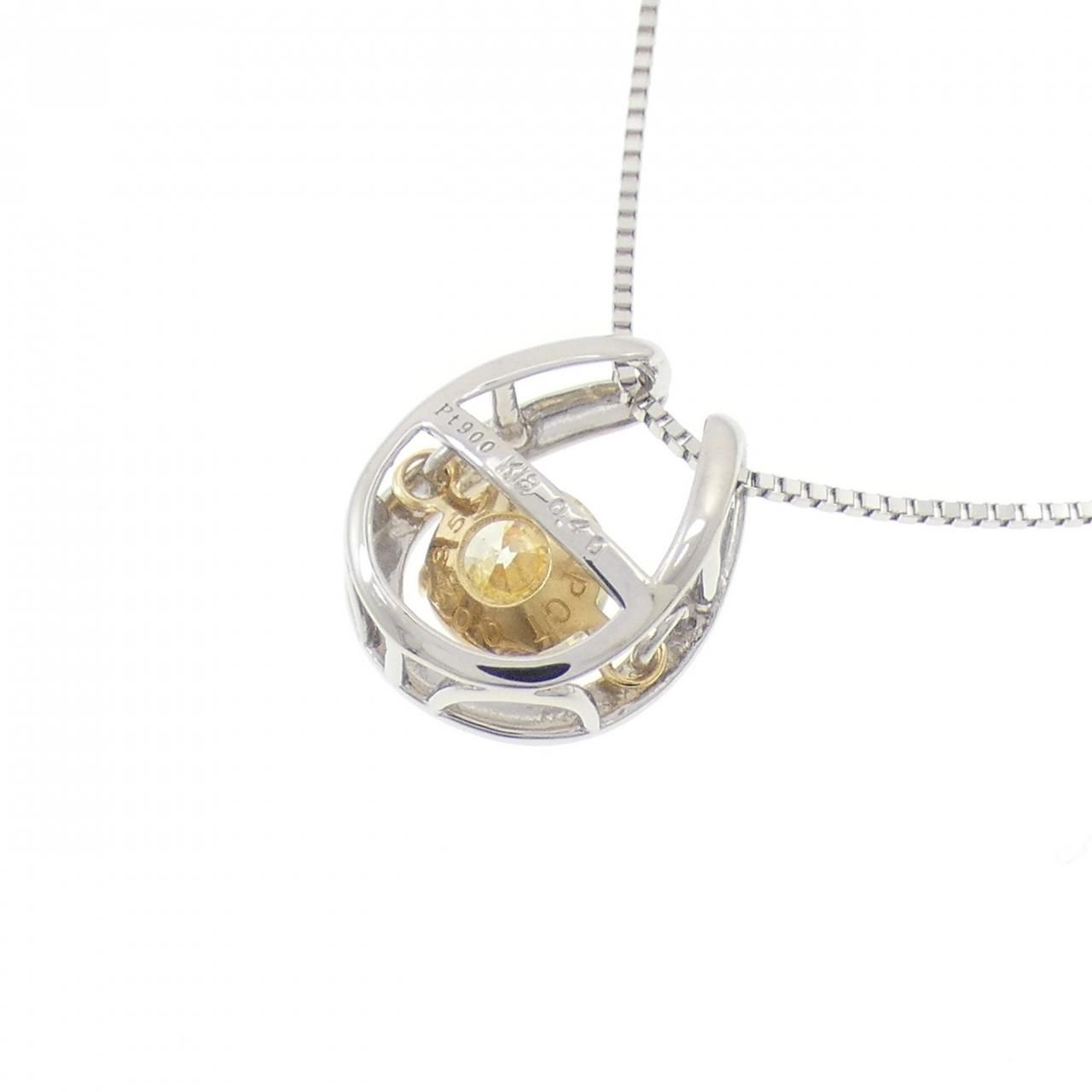 4℃ ネックレス ダイヤ ダイヤモンド ホースシュー Pt850 PT900/K18YG/PT850 ホースシュー ダイヤモンド ネックレス 0.40CT