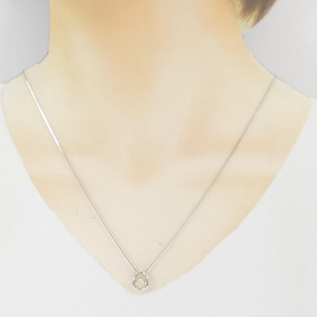 PT900/K18YG/PT850 ホースシュー ダイヤモンド ネックレス 0.40CT