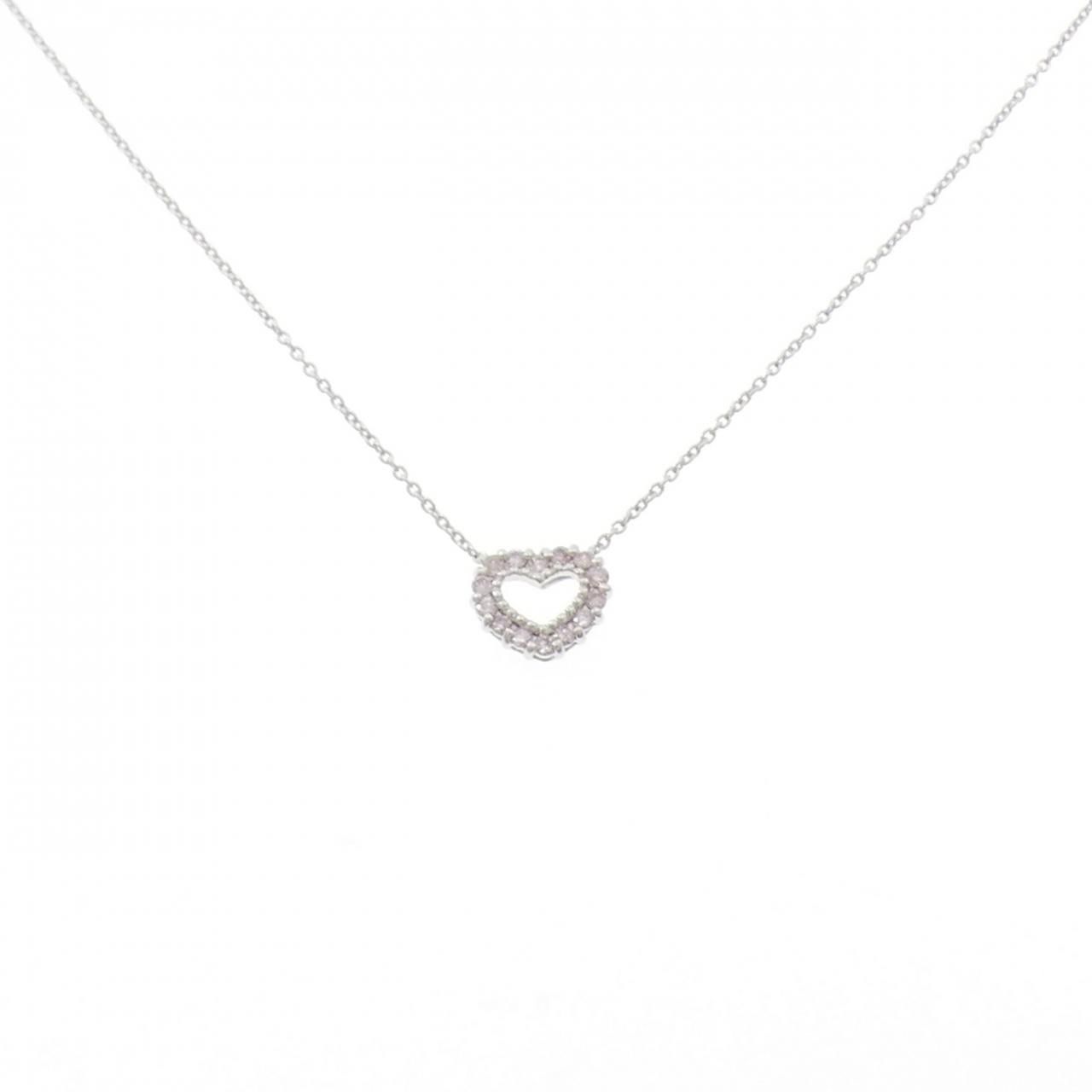 K 18 WG ハート ピンクダイヤモンド ネックレス 0.14 CT
