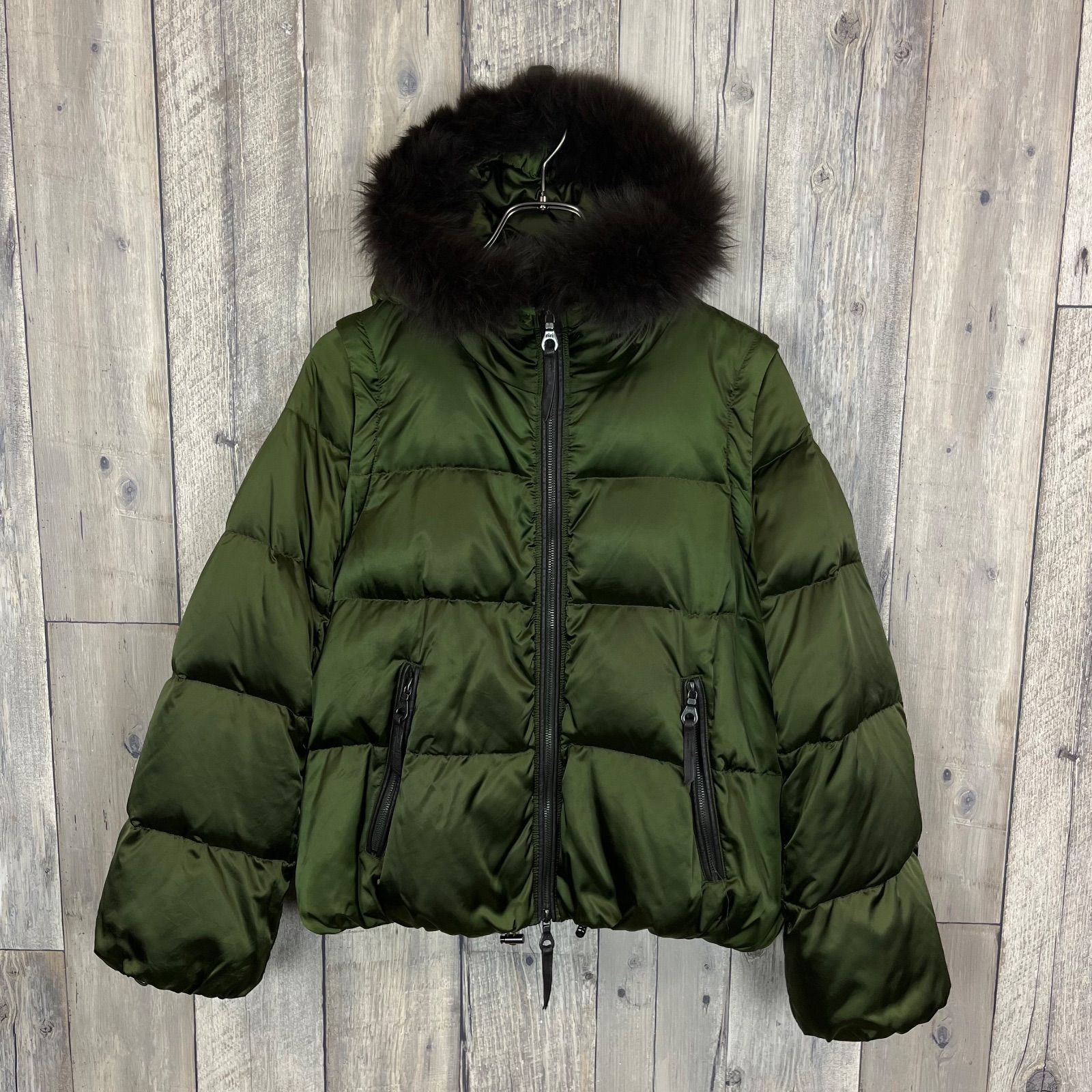 BEATING HEART × LIMONTA ビーティングハート リモンタ コラボ ファー 取り外し 袖取り外し ダブルジップ フーディー ダウンジャケット ダウンベスト レディース 2 サイズ