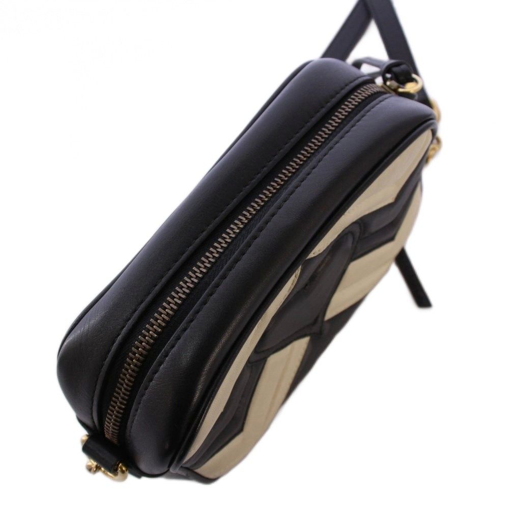 グッチ GUCCI GGマーモント ショルダーバッグ レザー 黒 白 448065 /KH