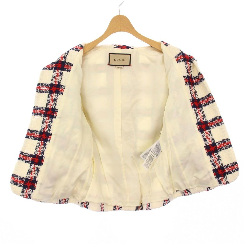 【タグ付き】GUCCI グッチ ツイード セットアップ ジャケット スカート グッチ GUCCI タグ付き ツイードセットアップ ノーカラージャケット