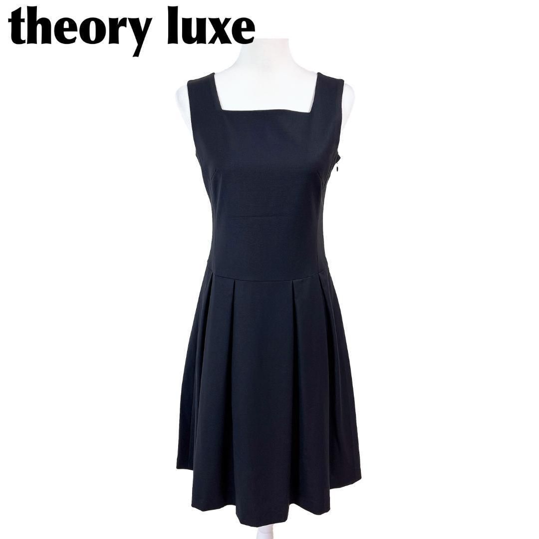 theory luxe ノースリーブボックスプリーツワンピース 38 黒