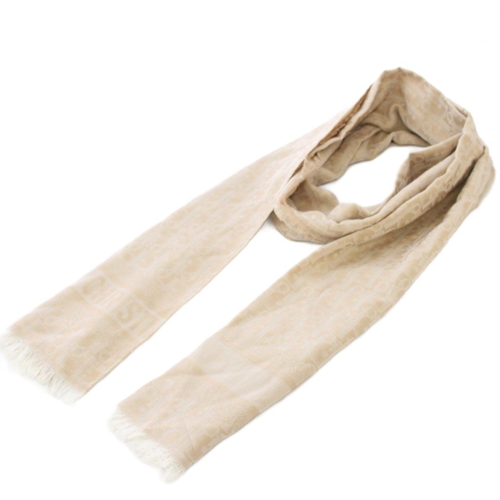 クリスチャンディオール　ベージュ マフラー　トロッター　オブリーク　ウール クリスチャンディオール Christian Dior マフラー フリンジ ロゴ