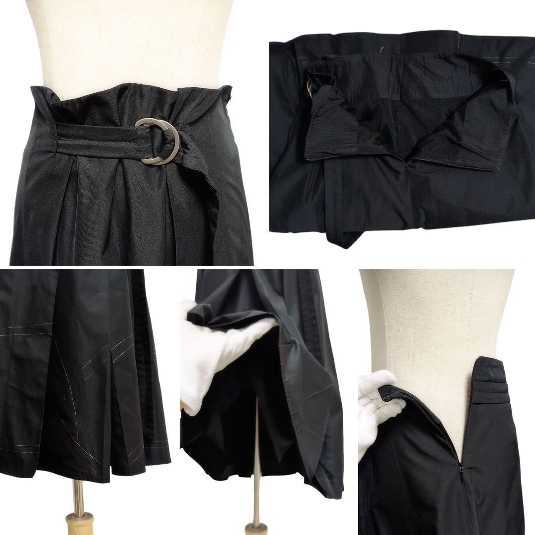 CIVIDINI【42】フレアスカート ブラック L ベルト付き イタリア製