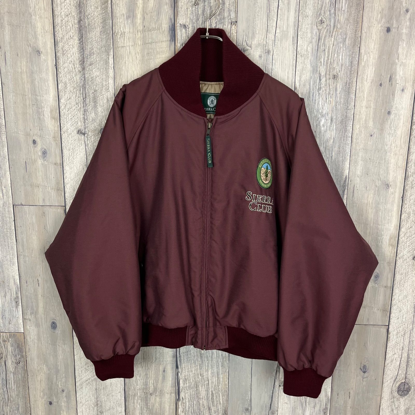 OLD SIERRA CLUB 90 s シエラクラブ バーガンディー ラグラン ナイロン 中綿 ダウンジャケット ウィザード ジャケット ボンバージャケット BOMBER STYLES JACKET メンズ M サイズ