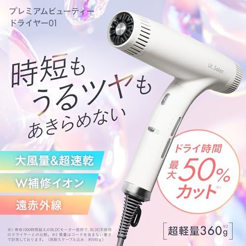 ヘアドライヤー 大風量 速乾 ダブル補修イオン 折り畳み式 遠赤外線 うるツヤ髪 軽量コンパクト 静電気除去 静音 風量3段階 温度4段階 特許取得 1200 W オートクリーニング機能 美容師 PSE認証 シルキーホワイト d 5 acf 415