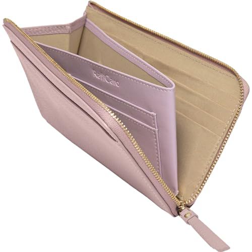 RafiCaro 小さい長財布 レディース 短い 大容量 23ポケット お札を折らない コンパクト 約18 cm 薄い スリム L字ファスナー メンズ YKKファスナー マチ付き小銭入れ ラベンダー 5 a 79 e 966