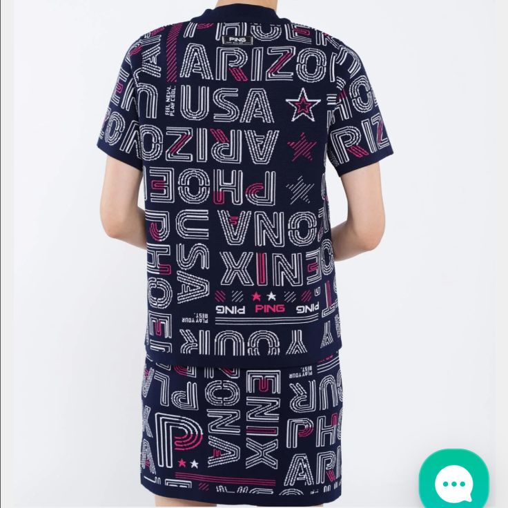 タグ付 PING セットアップニットジャカード ネイビー M