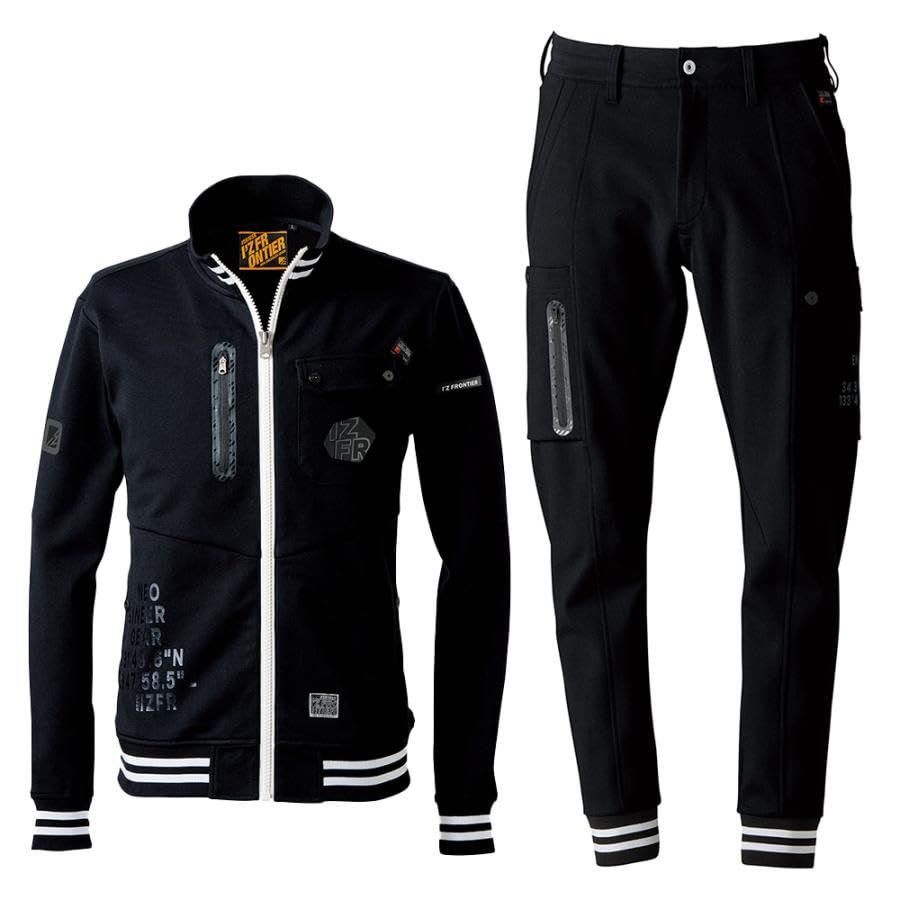 アイズフロンティア 秋冬 最新 ワークウェア 上下セット 長袖 ストレッチ 高強度 ジャンパー ジョガーパンツ 作業服 作業着 5910 5919 JP アルファベット L 37.ネオブラック