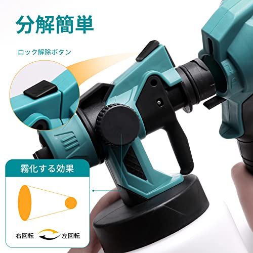  コードレススプレーガン 充電式 電動スプレー 家庭用塗装ガン マキタ18 Vバッテリー対応 水平 垂直 円弧噴霧 噴射量調節 800 mlタンク付き電動塗装機 日本語取扱説明書 本体のみ バッテリー 充電器別売 5 fd 68 e 64 その他 キッチン 食器