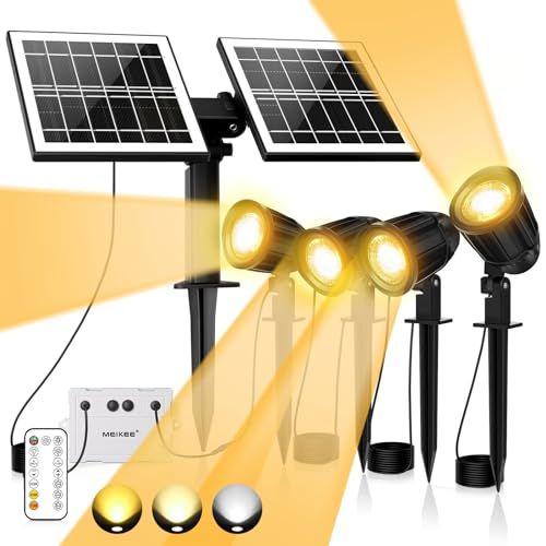 MEIKEE 2025年リモコン型 ガーデンライト ソーラー式 アップライトスポットライト 屋外 800 LM IP 66防水 調色調光 タイマー 20時間連続点灯 明暗センサー 自動点灯|消灯 メモリー機能 庭園 花壇 芝生 祝日 ク 433 fffd 3