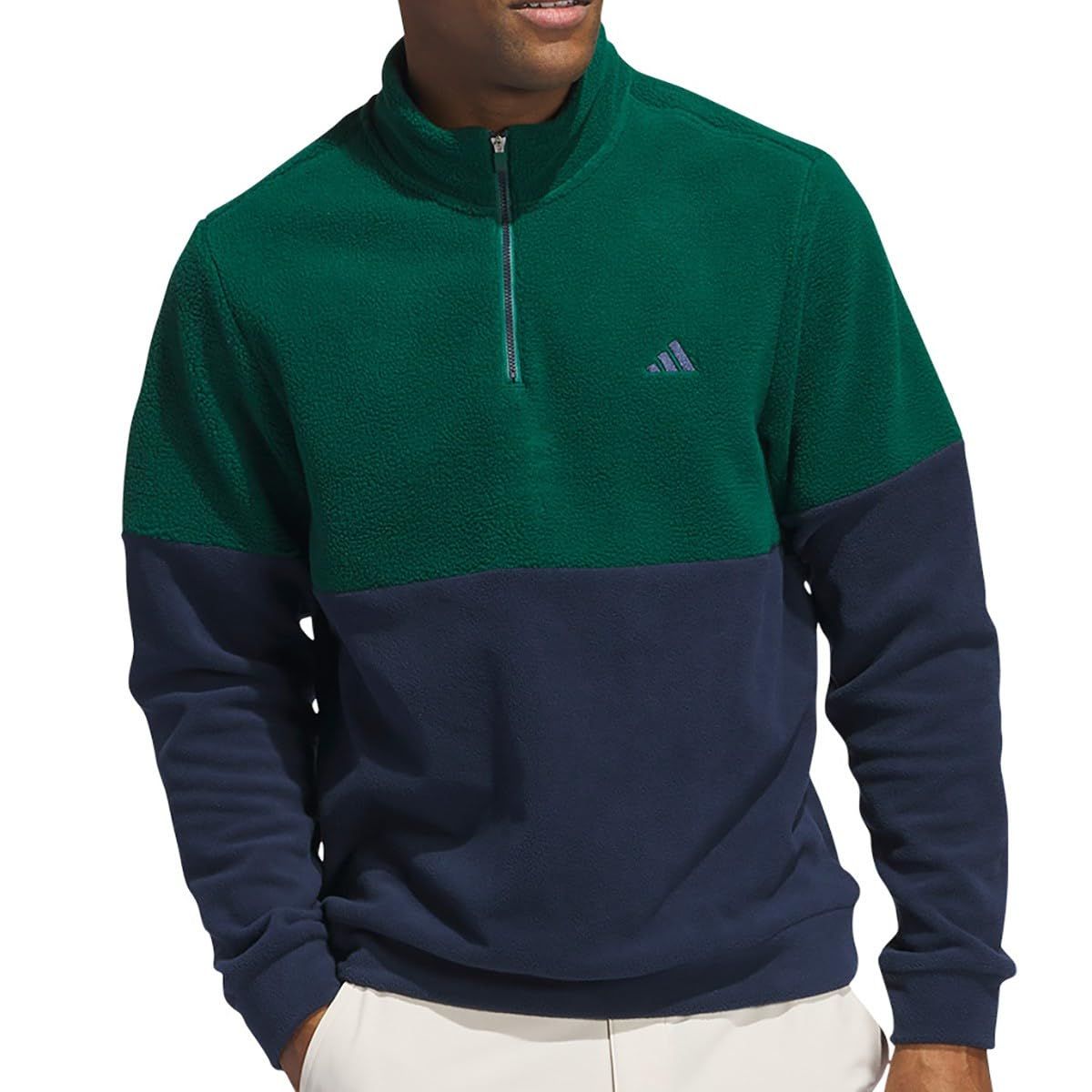 保温 フリース カラーブロック 長袖プルオーバー カレッジグリーン カレッジネイビー Free Size