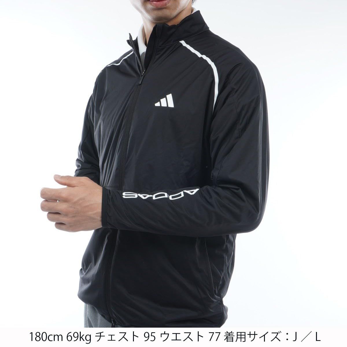 アディダスゴルフ ゴルフジャケット WIND.RDY 防風 撥水 ストレッチジャケット メンズ ブラック