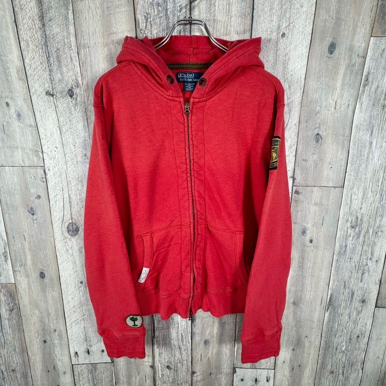 Polo by Ralph Lauren ポロ バイ ラルフローレン レッド CONMAR ZIP ダブルフェイス スウェット スエット ダブルジップ ジップアップ パーカー メンズ L サイズ