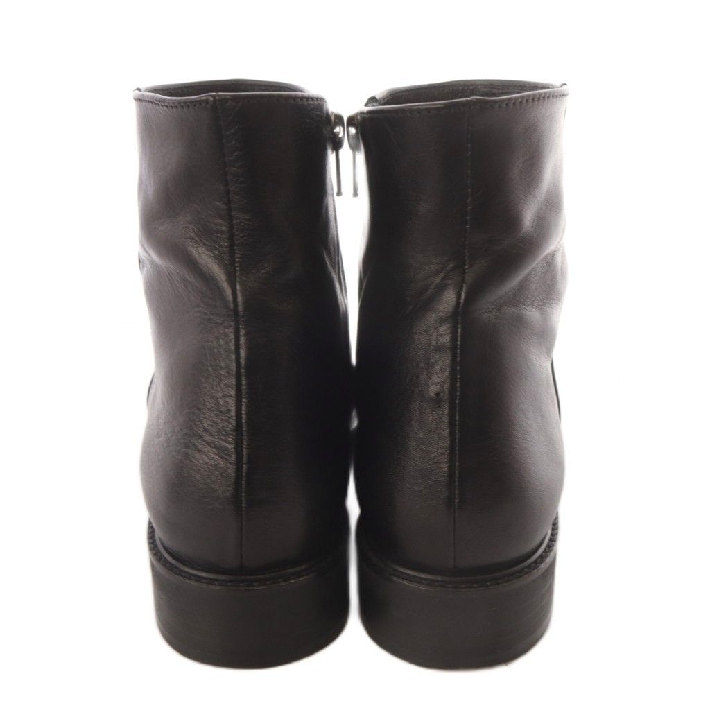 新品同様！マーガレットハウエルの黒いレザーショートブーツ ジッパー付き 極美品 マーガレットハウエル idea レザー ショートブーツ 黒 サイドジップ
