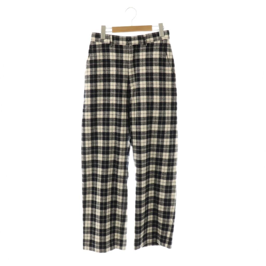 6 ROKU BEAUTY-YOUTH B-Y ロク ビューティーアンドユース チェックパンツ ストレート 36 ブラック ホワイト |ES OS