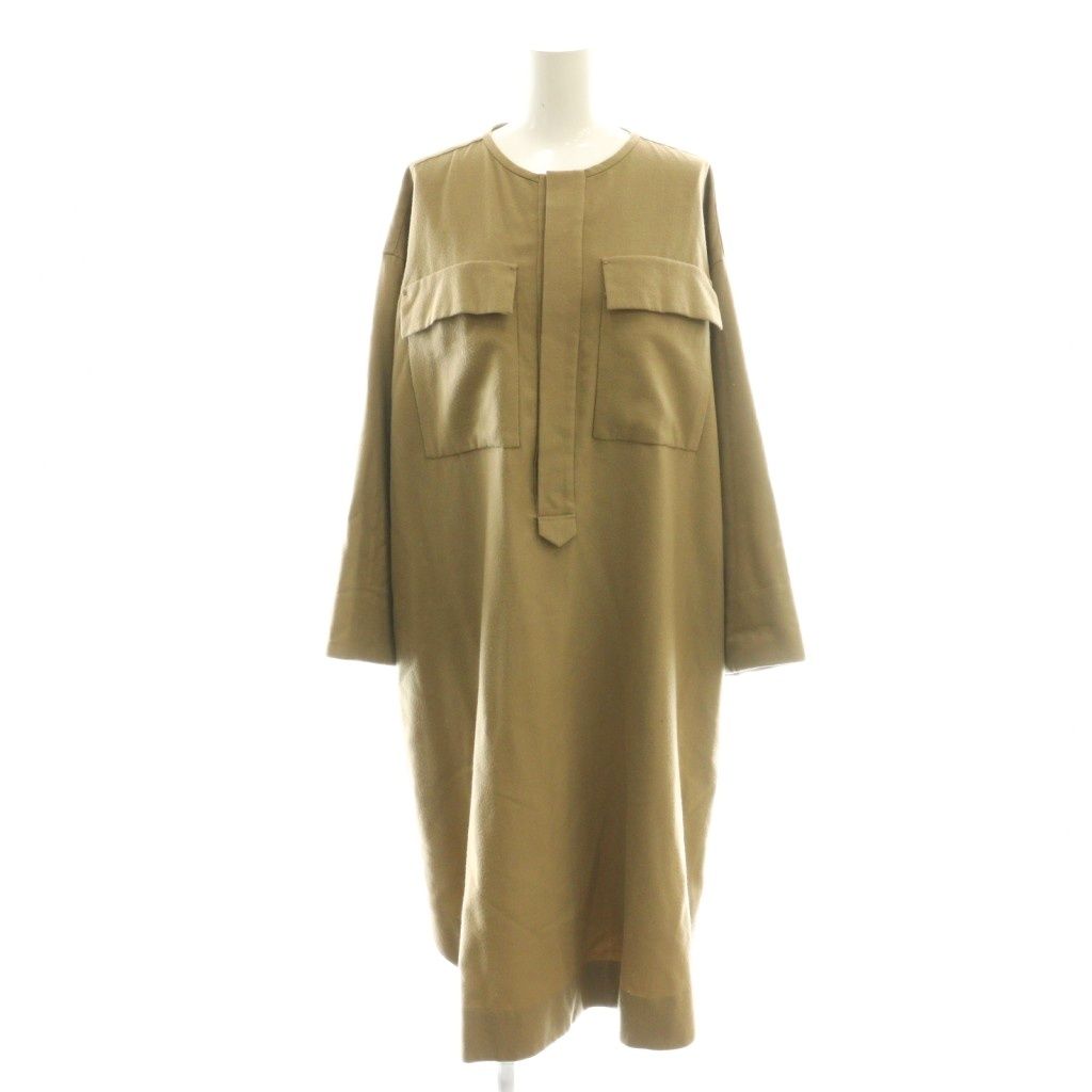 ドゥロワー drawer シャツワンピース　ロングシャツ ドゥロワー Drawer カシミヤシャツワンピース ロング 36 ベージュ /DF