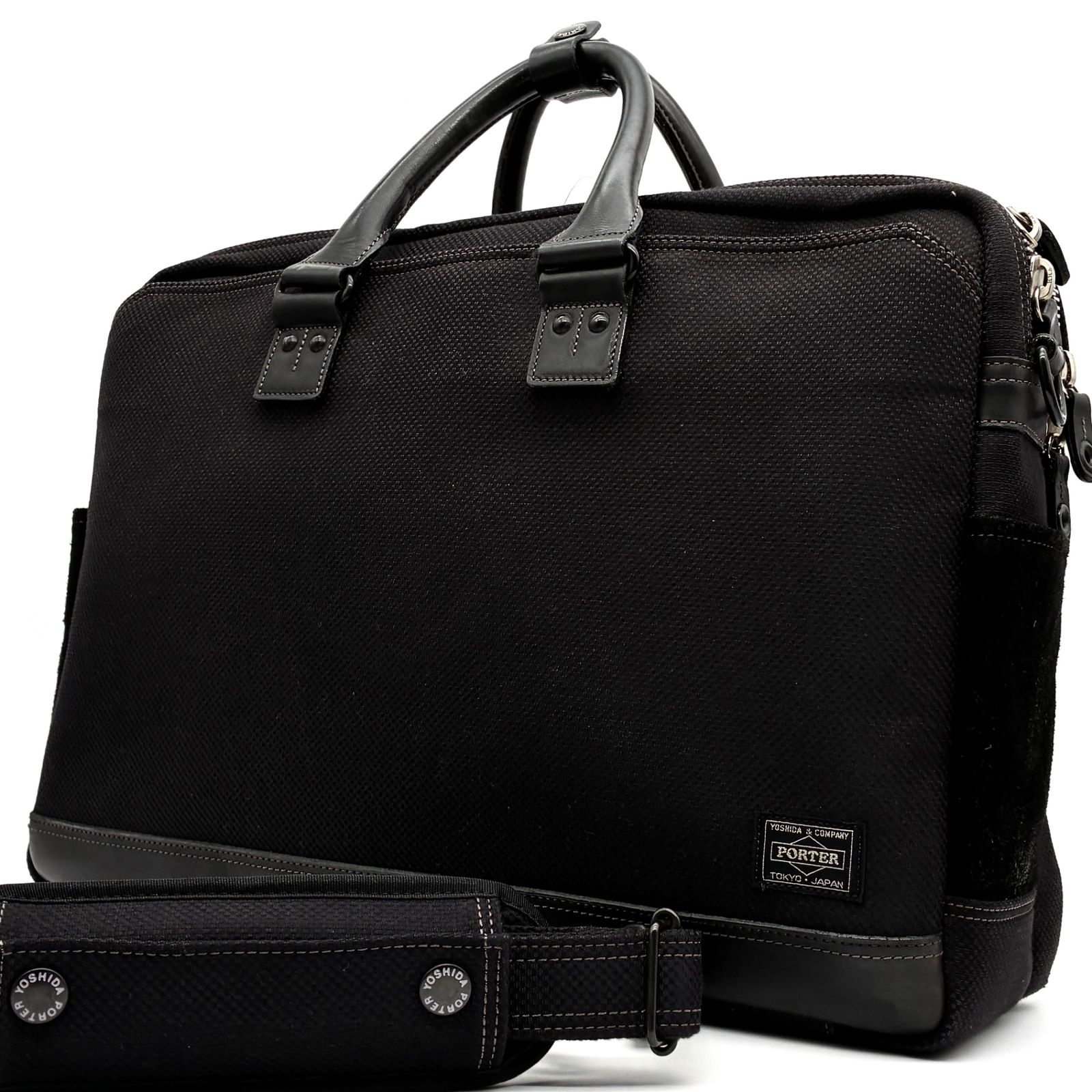PORTER ポーター 吉田カバン エルダー ビジネスバッグ 2 way ブリーフケース ブラック メンズ ナイロン キャンバス 軽量 大容量 多収納 ショルダー 010-04430