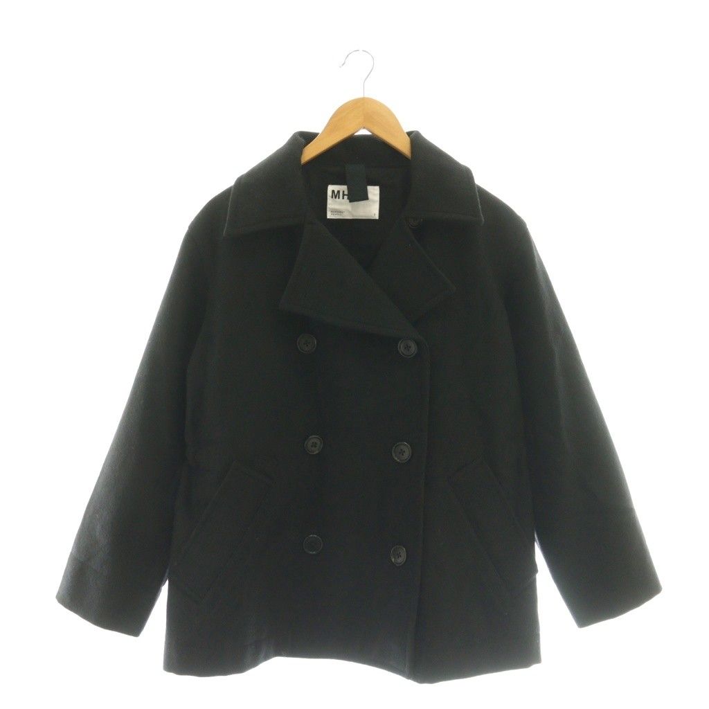 24aw MHL.ピーコート ブラック 新品未使用 マーガレットハウエル MHL. 24AW COARSE WOOL MELTON コート