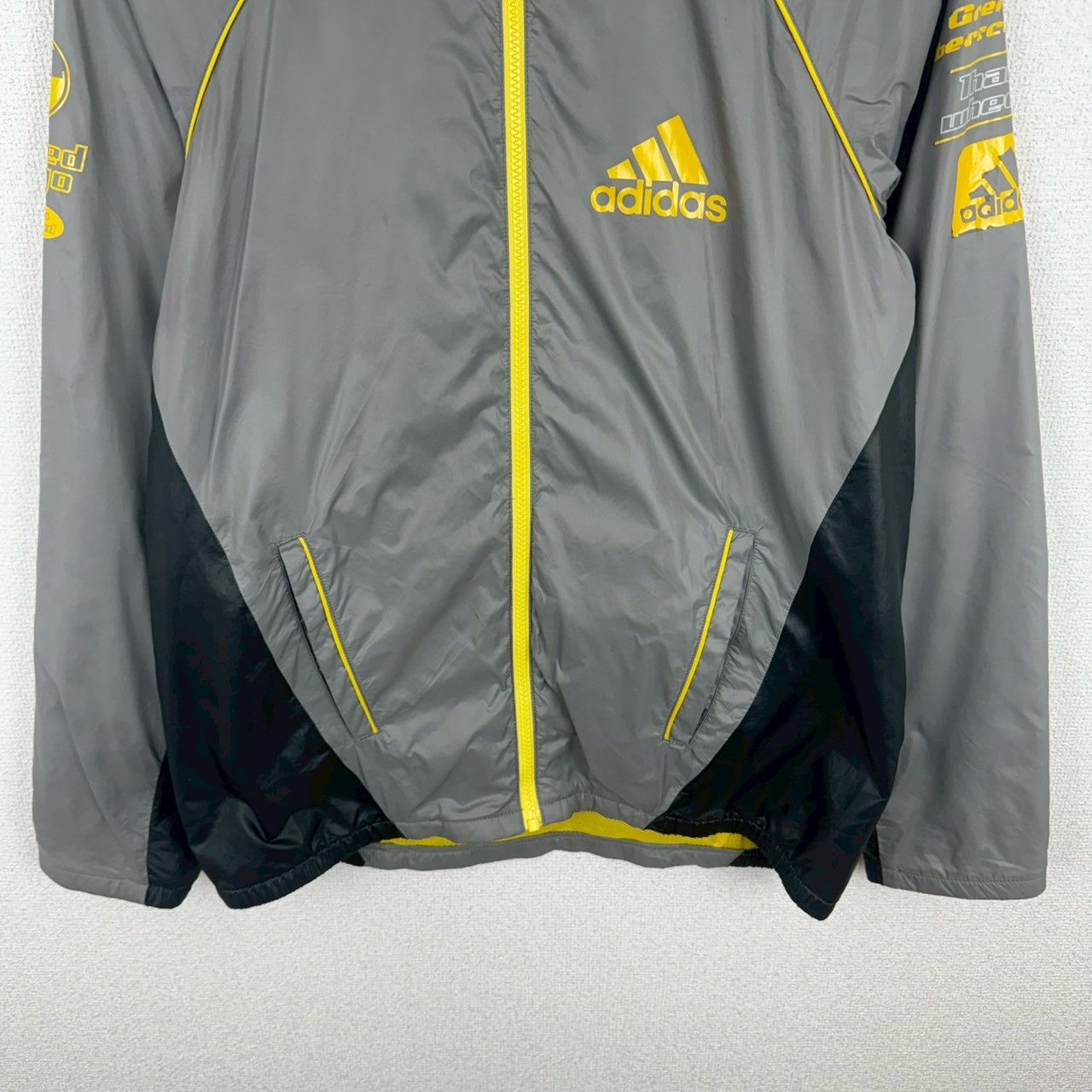 adidas アディダス ナイロンジャケット フルジップ グレー Lサイズ