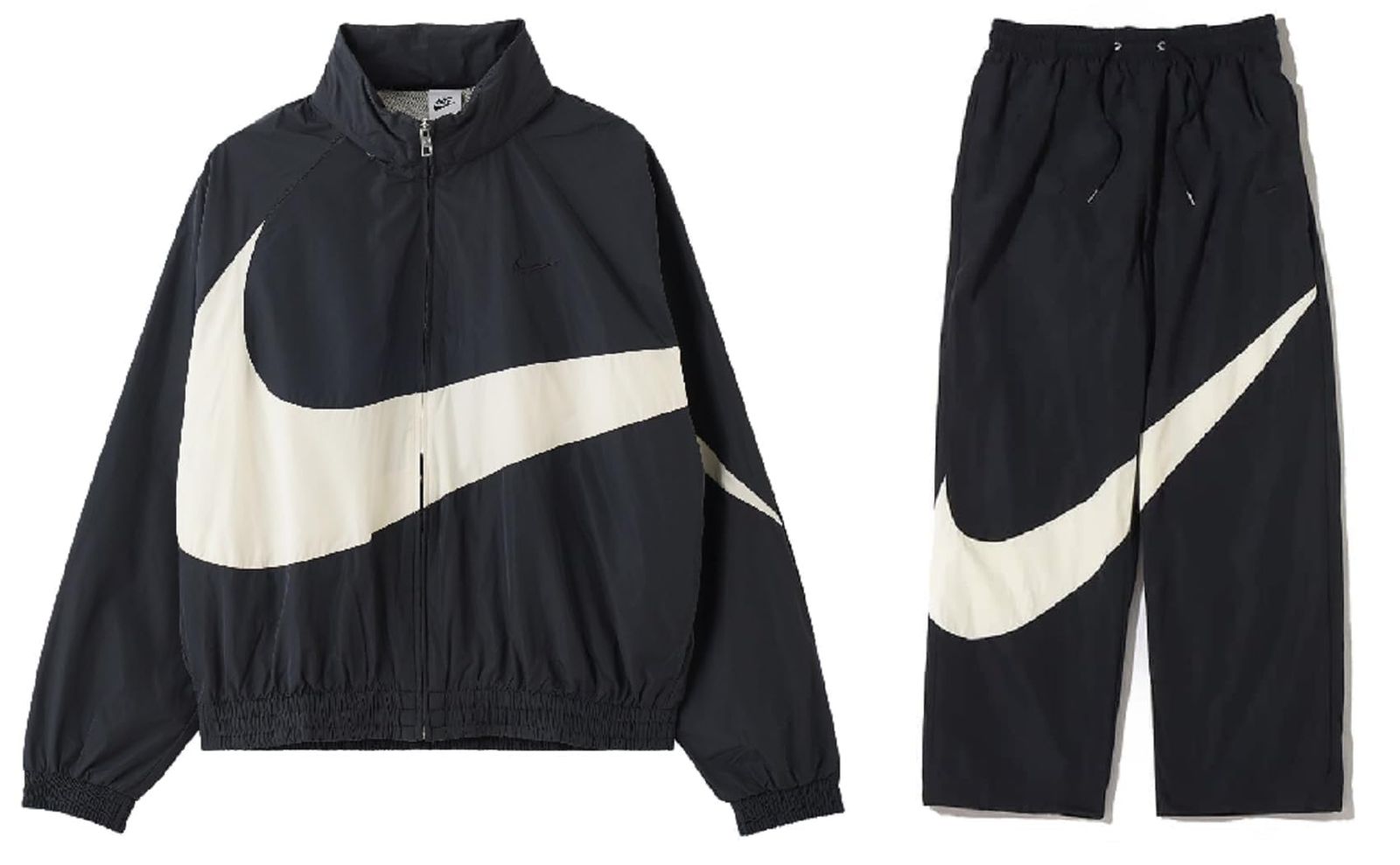 ナイキ スウッシュ ウーブン 裏地メッシュ ウインドブレーカージャケット×ロングパンツ 上下セット L 176-184 cm FB ブラック|ココナッツミルク