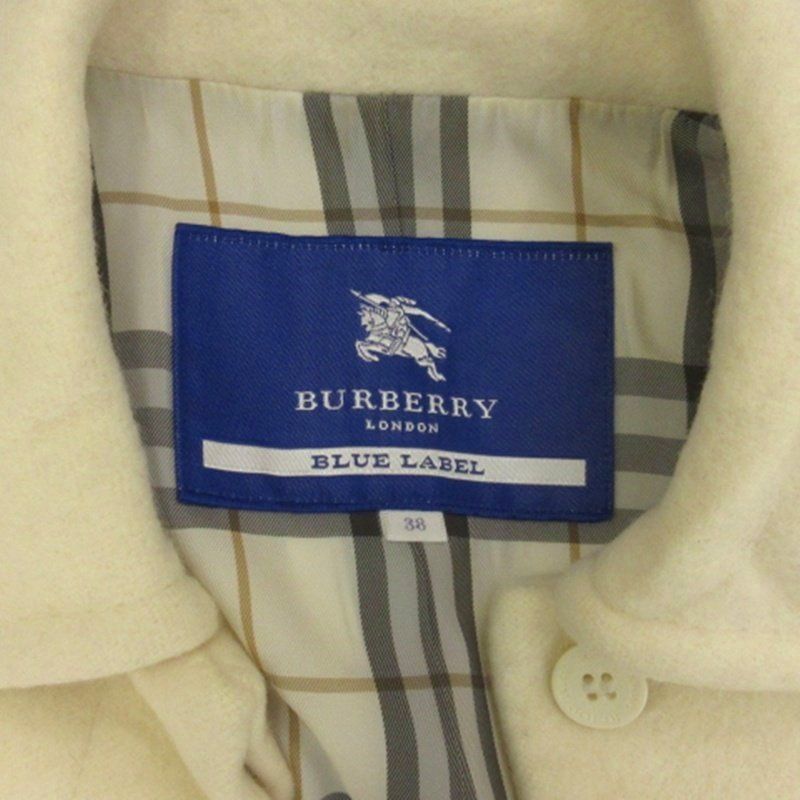 BURBERRY バーバリーブルーレーベル アンゴラ混 ロングコート 38 白 BURBERRY アイボリー ロングコート 38