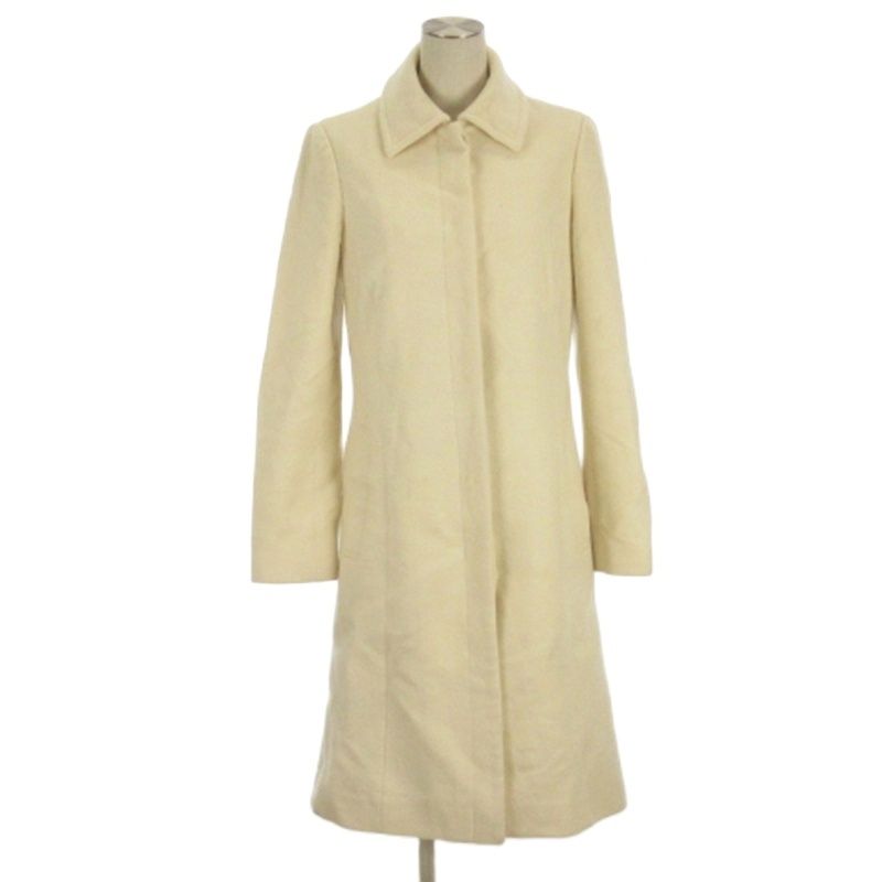 【中古】バーバリーブルーレーベル BURBERRY BLUE LABEL ステンカラーコート ロング ウール アンゴラ混 アイボリー 38 バーバリーブルーレーベル BURBERRY BLUE LABEL ステンカラーコート
