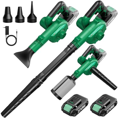 100 m|sを超える3速暴風調整 KIMO ブロワー 洗車 強力 ブロアー 充電式 OA機器用エアダスター エアーブロー延長チューブ付き 2.0 Ahバッテリ一 搭載 コードレスブロワー 風量調整 吹き飛ばしと集塵1台2役 落ち 9158 d 5 6