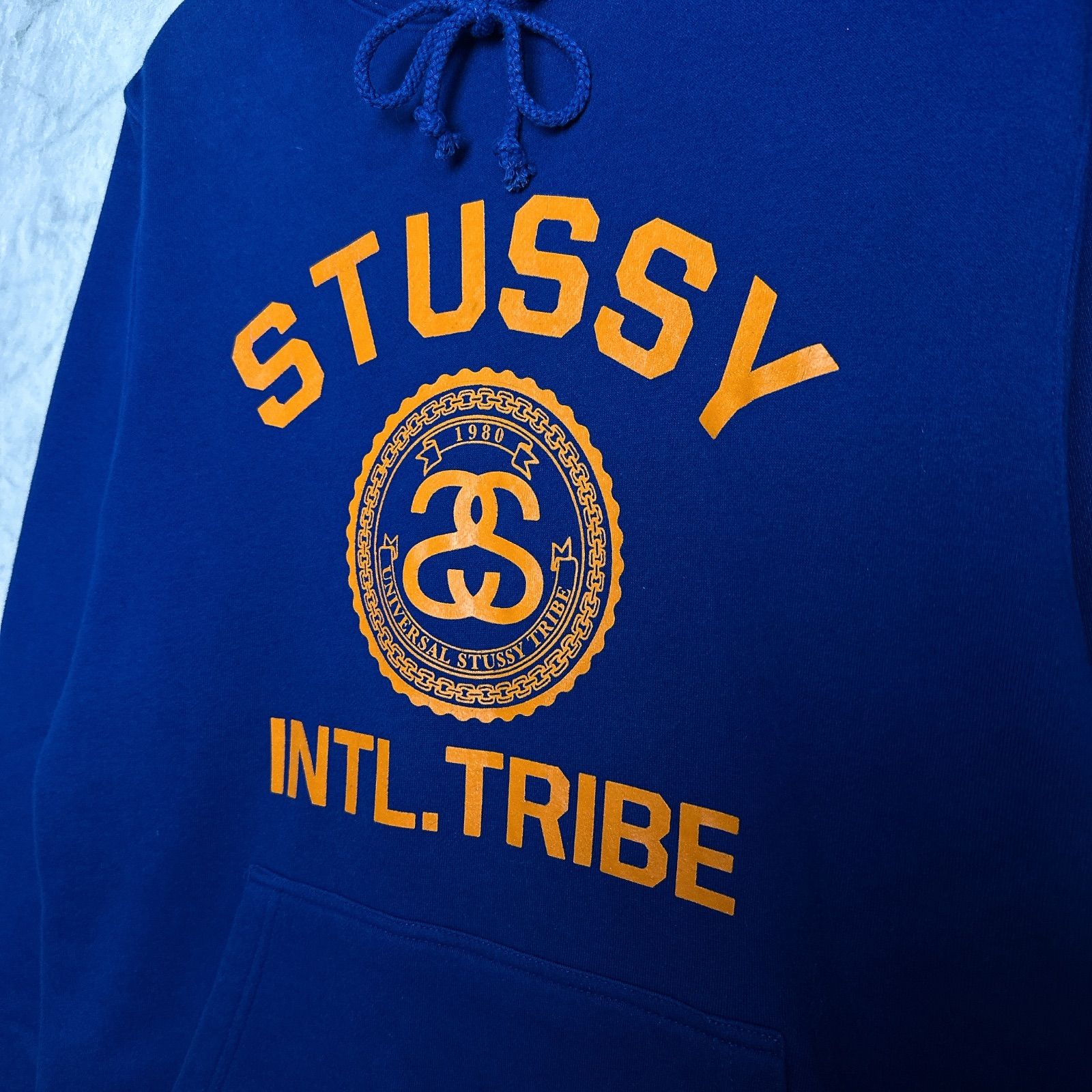 STUSSY ステューシー INTL TRIBE パーカー M ブルー 青 プルオーバー 