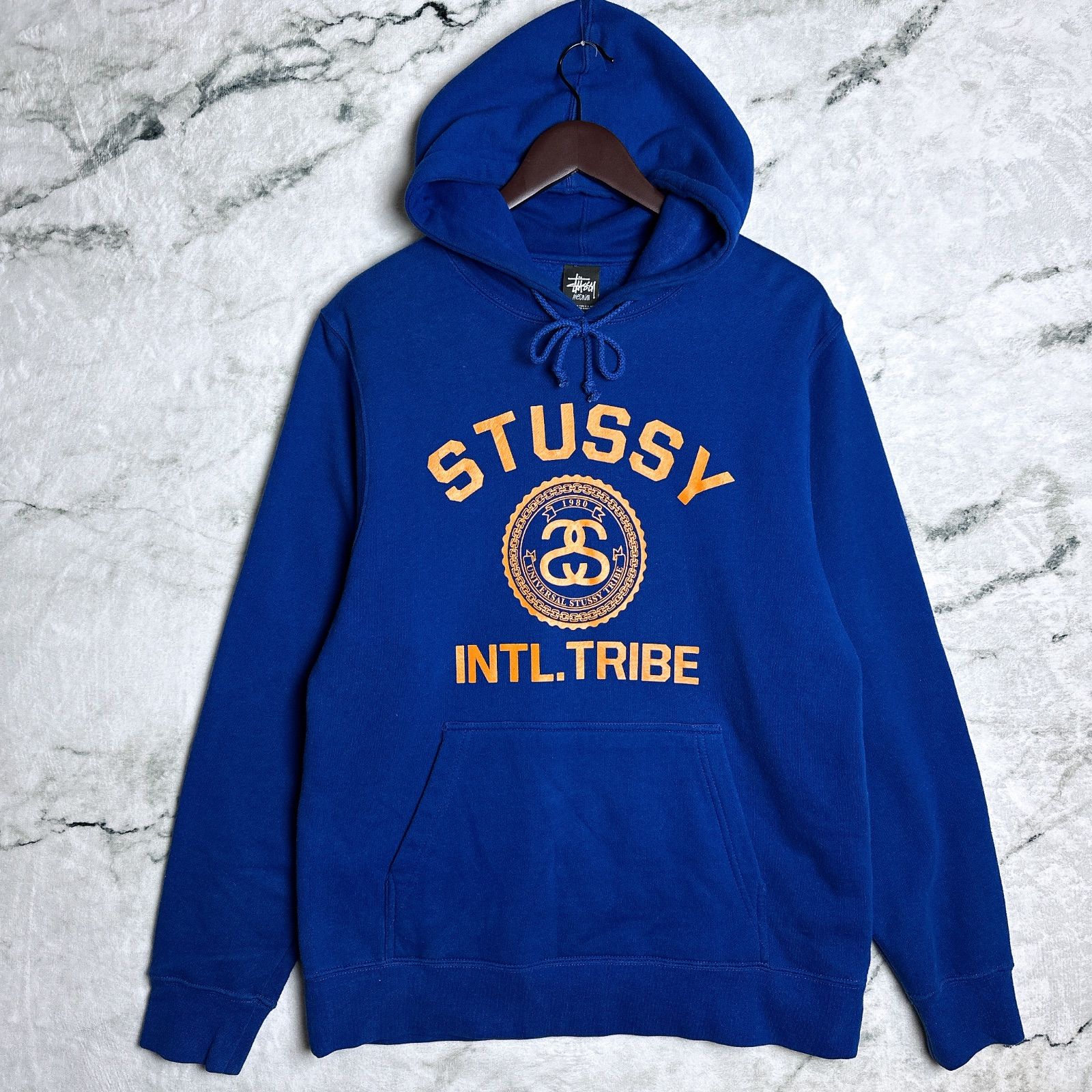 STUSSY ステューシー INTL TRIBE パーカー M ブルー 青 プルオーバー