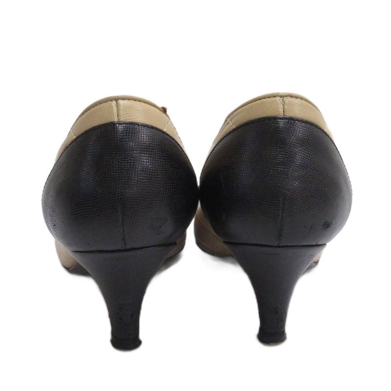 シャネル CHANEL マトラッセ ココマーク パンプス ベージュ バイカラー 