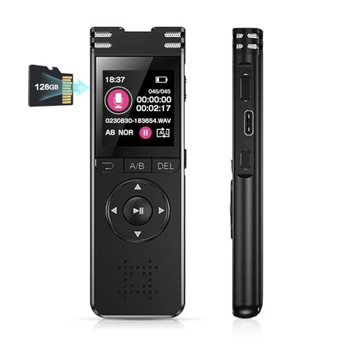 128 GB大容量＆52時間連続使用 TDW ボイスレコーダー ICレコーダー 録音機 超小型 大容量 長時間録音 1536 kbps音質 1 44インチ液晶画面 簡単操作 タイマー録音 変速再生 VOR自動音声検知 パスワード保護 fc 44 e 888