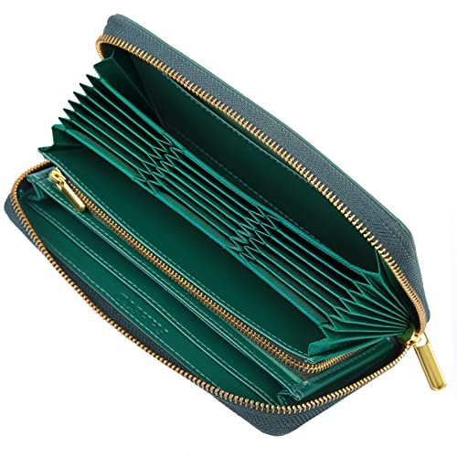 DCLKO 長財布 レディース 財布 本革 牛革 多機能財布 YKKファスナー カード 長 大容量 長サイフ スキミング防止 グリーン 1 da 38663