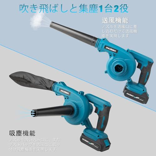  2026新型 OnlyInNY 充電式 21 V コードレス ブロワー マキタ V電池 互換 2 in 1 吹き集め 600 W 強力 無段階風量調整 バッテリー残量表示 洗車|ガーデニング|落ち葉掃除 コンパクト設計 eda 8 ac 02 その他 キッチン 食器