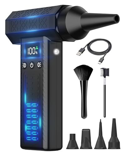 洗車 ブロワー 最強 300000 rpm電動エアダスター 最大風力120 m|s 小型ミニブロワー 3段風量調整? 8000 mAh? 200分連続作業可 充電式ブロアー LEDライト付き 274 g軽量 コードレス LCD数字ディ 634 ca 96 f