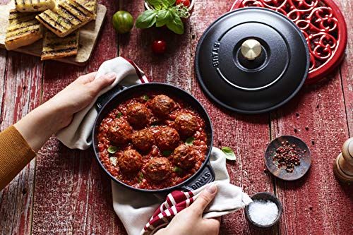 staub ストウブ ラウンド ホットプレート ブラック 20 cm 両手 鋳物 ホーロー 浅型 IH対応 日本 品 Hot Plate 40509-579 f 236 e 8 aa