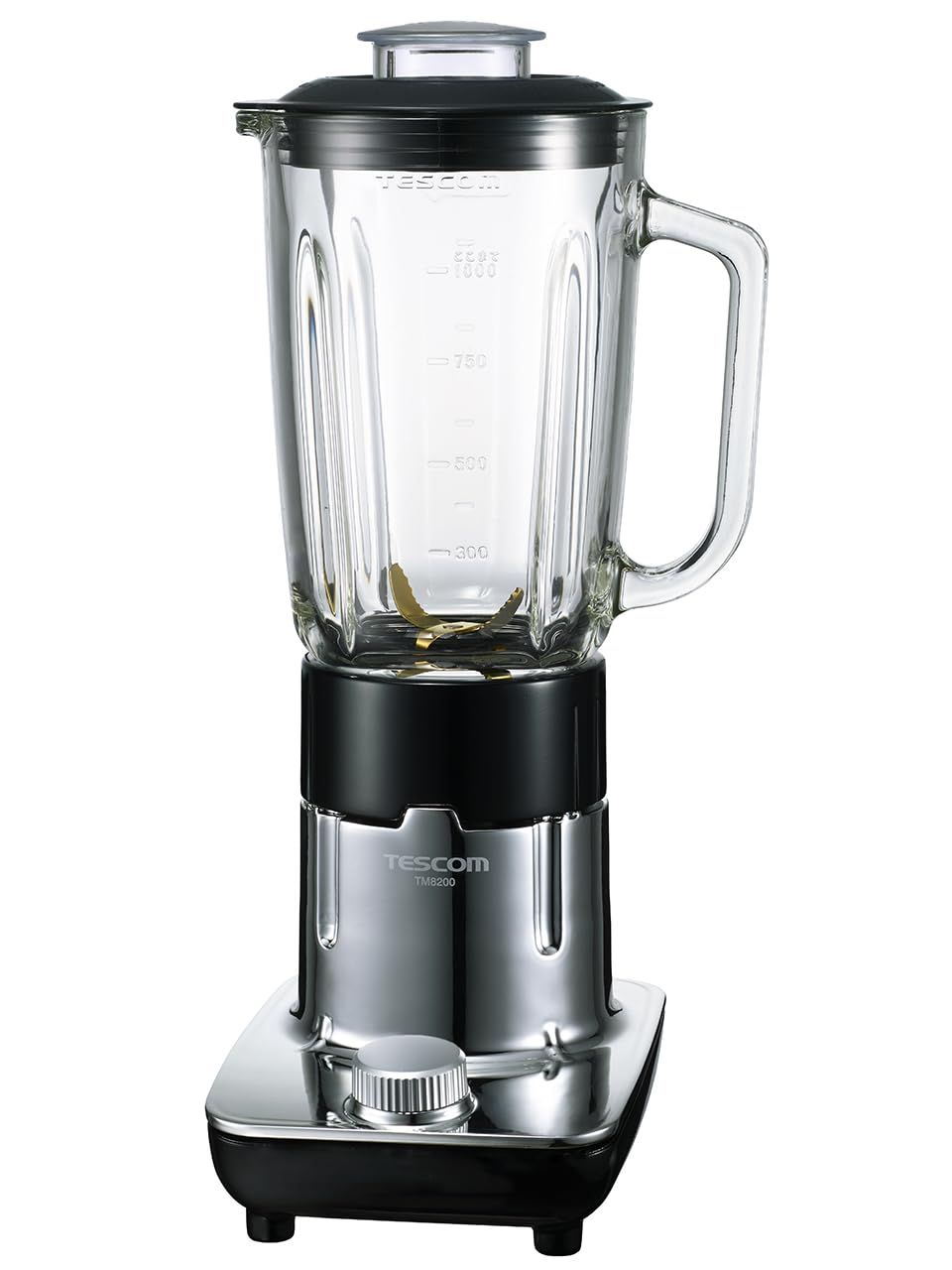 テスコム TESCOM ミキサー ジュースミキサー 1000 ml 氷も砕ける大型波刃 ガラスボトル コンパクト収納 センターキャップ ダイヤルスイッチ チタンカッター TM 8200