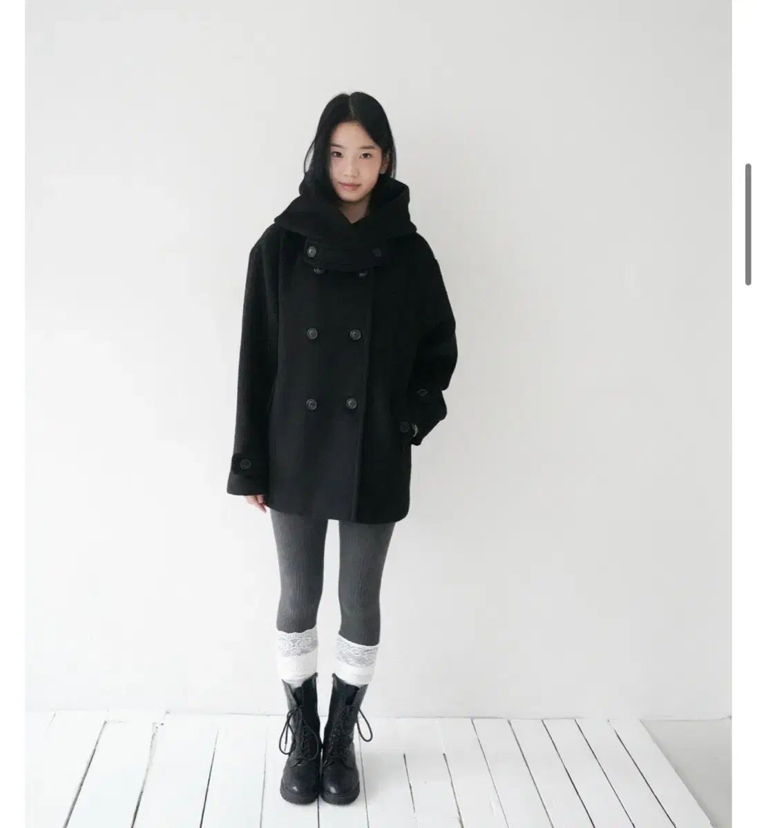 インアンドウール下 miya コート ブラック リニューアルWHO
