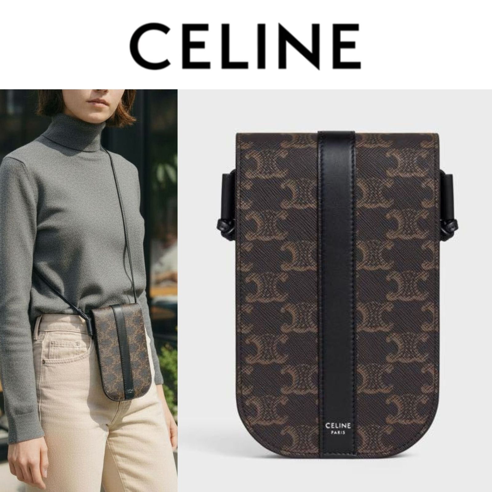 新品級/極美品】 CELINE セリーヌ ショルダーバッグ モバイルポーチ 