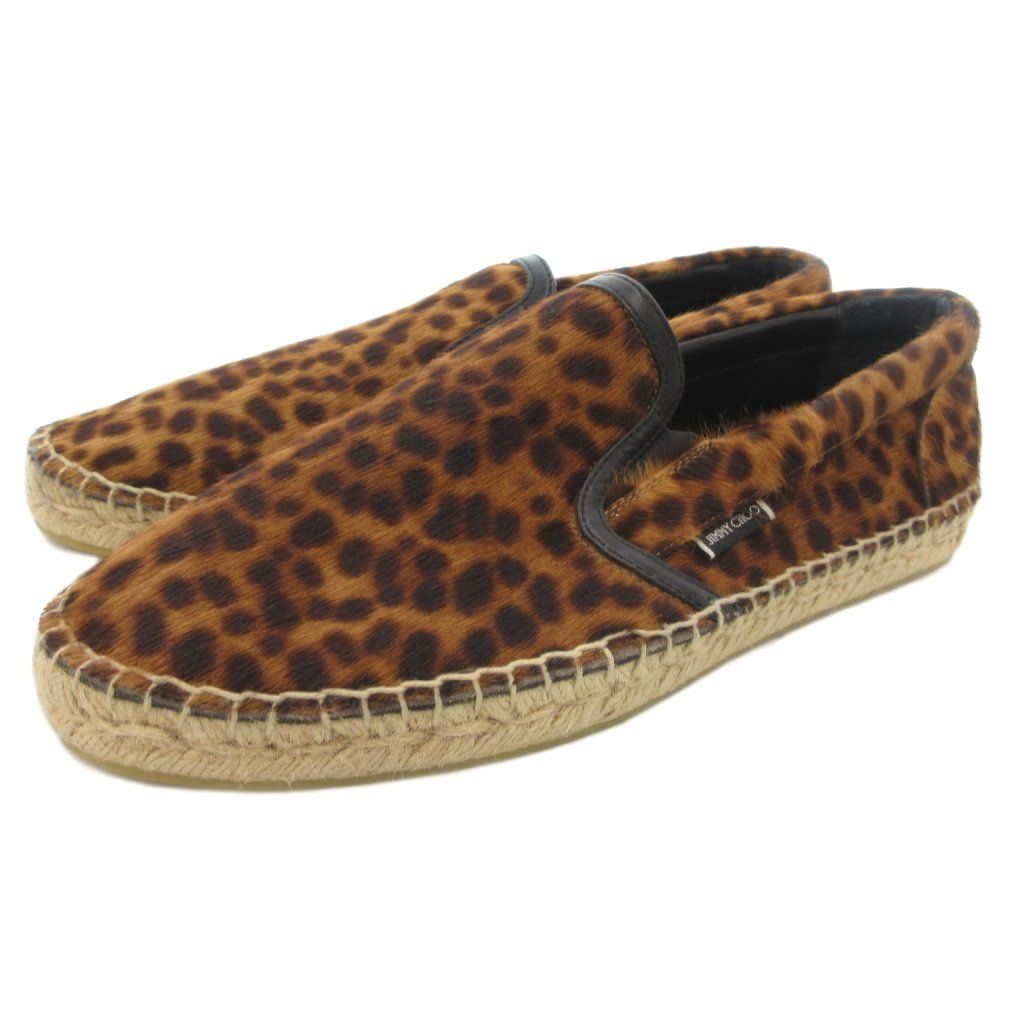 ジミーチュウ エスパドリーユ ブラウン ジミーチュウ JIMMY CHOO ハラコ レオパード柄 スリッポン