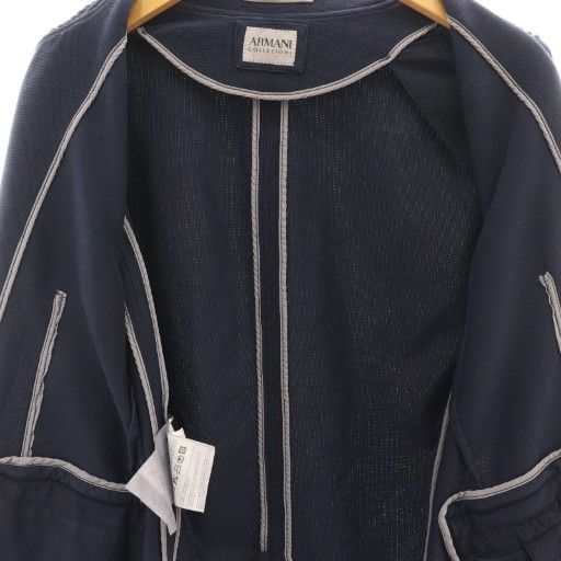 【中古】アルマーニ コレツィオーニ ARMANI COLLEZIONI リブニットジャケット リブ コットン 製品染め EU52 ネイビー アルマーニ コレツィオーニ ARMANI COLLEZIONI リブニットジャケット