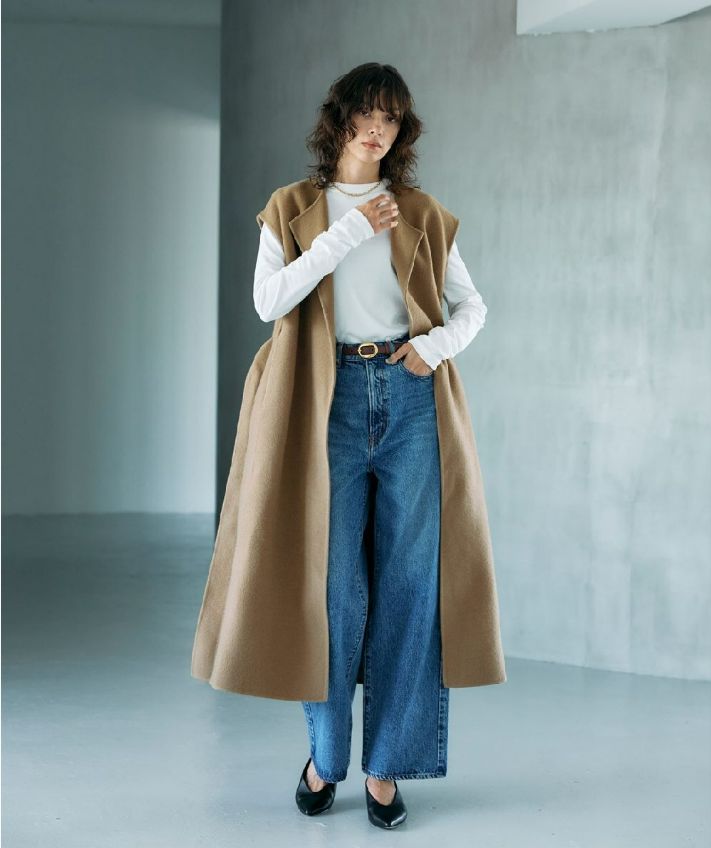 美品 KU-UM × chika ロング リバー ジレ ベスト キャメル 美品 KU-UM × chika ロング リバー ジレ ベスト キャメル