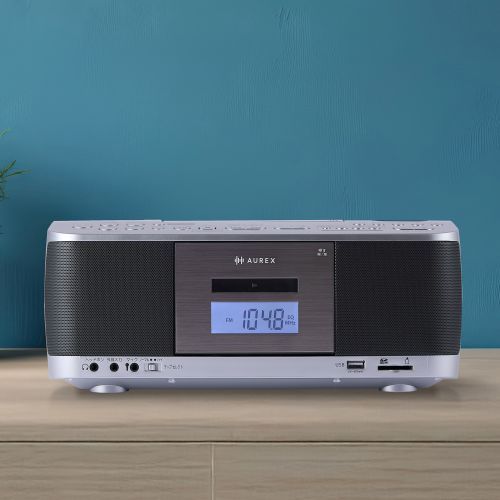 Aurex CD・カセットレコーダー　 シルバー Aurex(オーレックス) AX-KCR70S シルバー SD・USB・CDラジオカセット