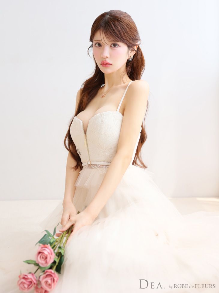 DEA. by ROBE de FLEURS ディアバイローブドフルール ロングドレス 3445 レースティアードチュールフ ロングキャバドレス Ivory ナイトドレス キャバドレス ドレス ブライダル スーツ フォーマル ドレス