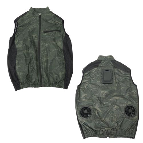 サンコー Thanko 圧倒的に冷える冷蔵服4 モデル ベストタイプ ウッドランドグリーン 5 L 胸囲138 cm 肩幅54 着丈71 USB給電