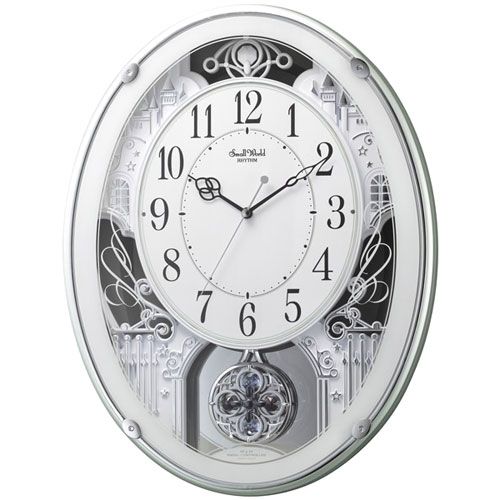 RHYTHM リズム 緑メタリック色 スモールワールドプラウド 報時付電波掛時計