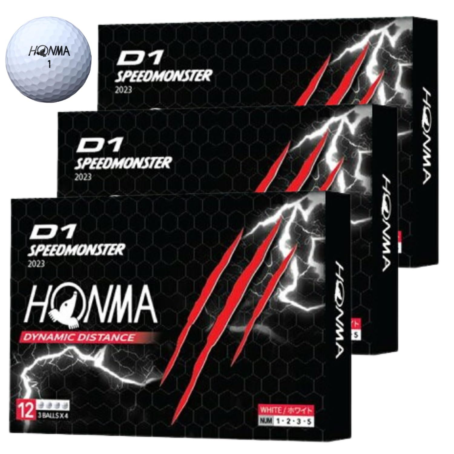 ３ダースセット HONMA D 1 スピードモンスター スピモン 2025年モデル BT 2302 ホワイト 36球 ディスタンス ゴルフボール 本間ゴルフ 本店ショップカード付き