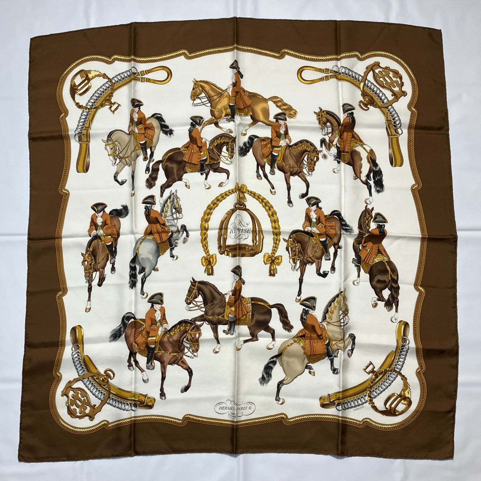 2510-170｜ ｜エルメス カレ 90 スカーフ シルク ダークブラウン