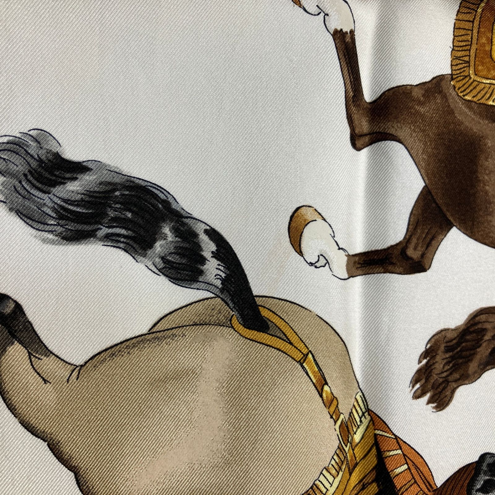 2510-170｜美品｜エルメス カレ 90 スカーフ シルク ダークブラウン